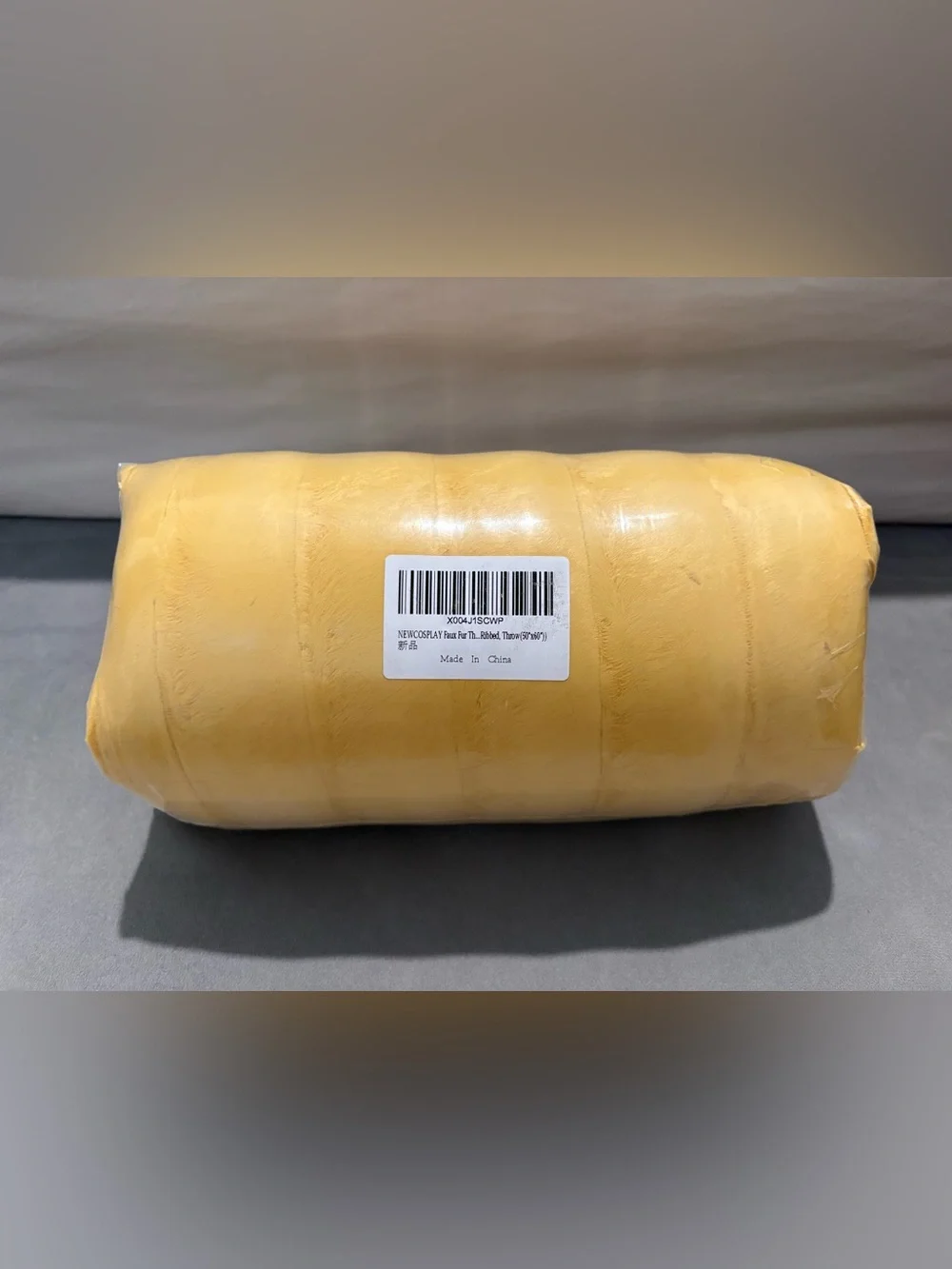 Newcosplay Plush 3D Ribbed Faux Fur Throw Blanket - Mustard Yellow 50” X 60”